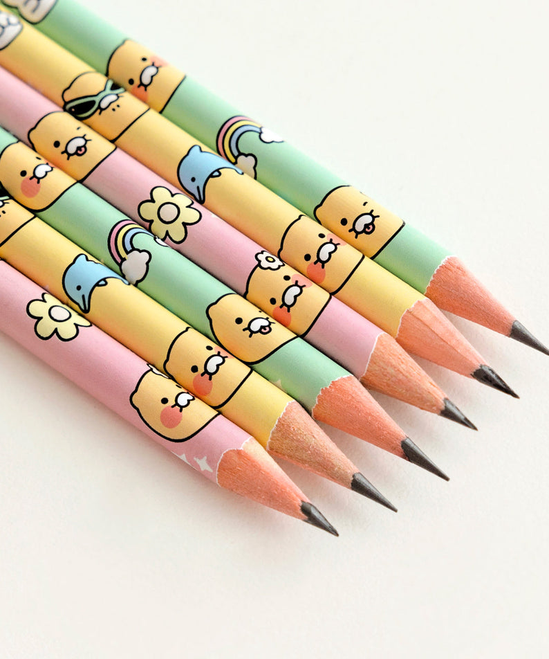 6P Pencil Set Chunsik Stationery - Official Kakao Friends merchandise | Koolseoul