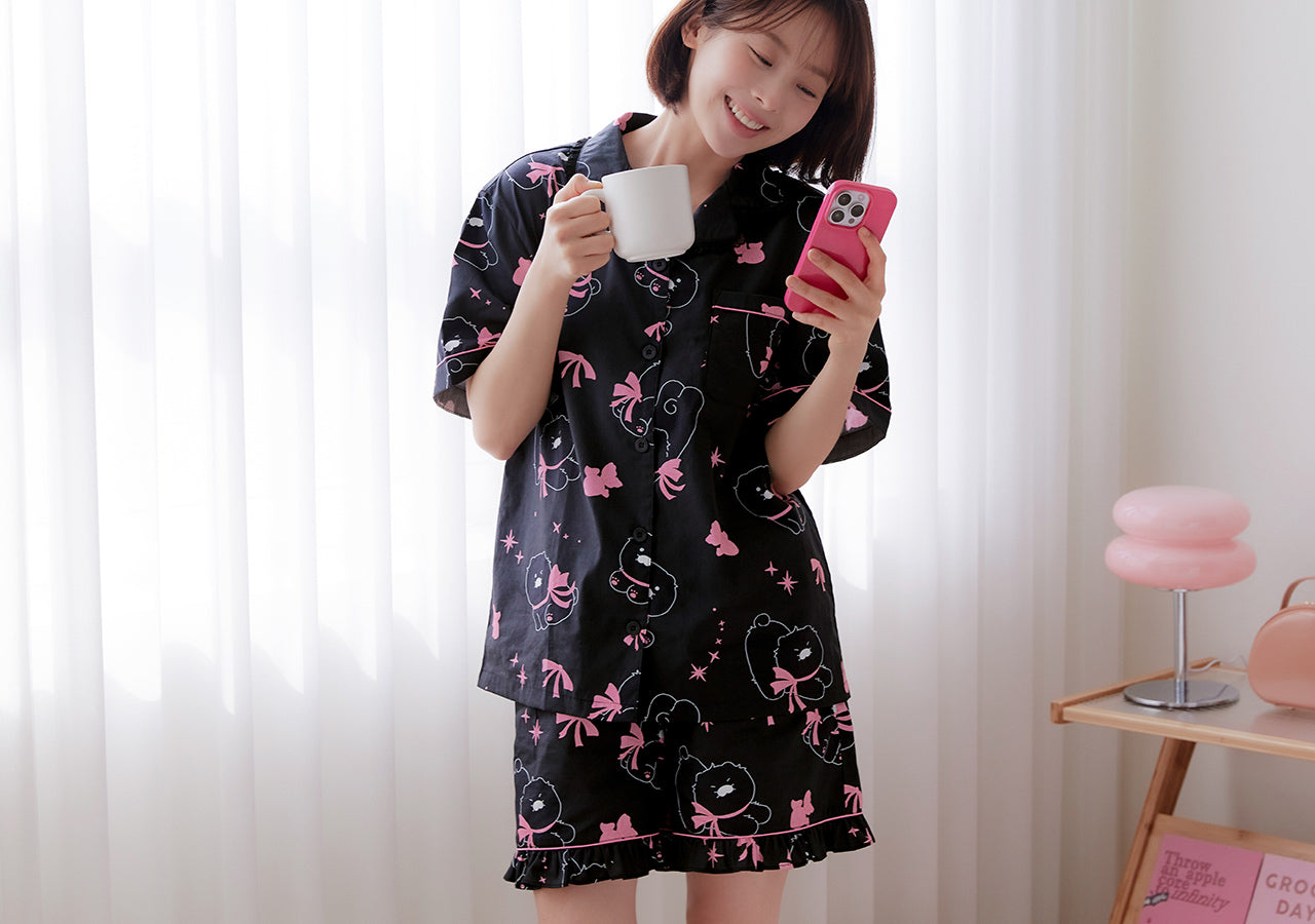 Black Lovely Women Pajamas Chunsik - Korean kawaii Kakao Friends | Koolseoul