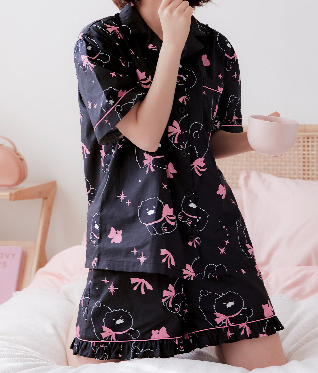 Black Lovely Women Pajamas Chunsik - Korean kawaii Kakao Friends | Koolseoul