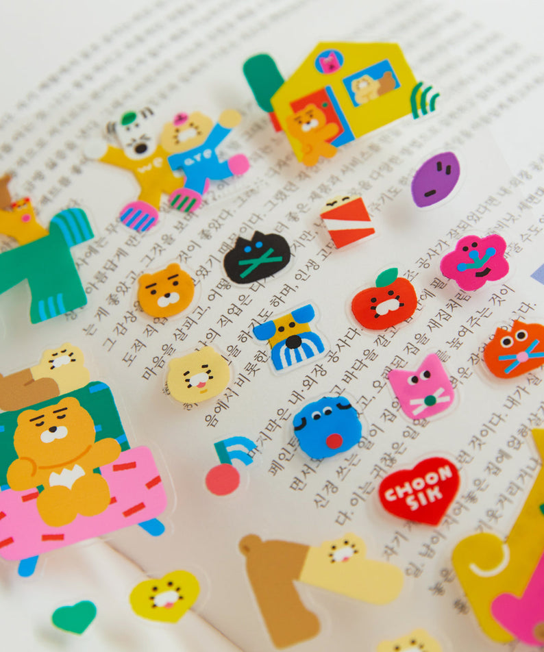 XFriends TransparentAutocollant Ryan&Chunsik Sticker - Official Kakao Friends merchandise | Koolseoul