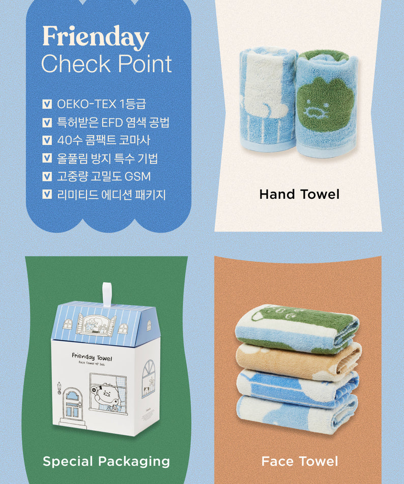 FRIENDAY 4P Set Chunsik Serviette - Korean kawaii Kakao Friends | Koolseoul