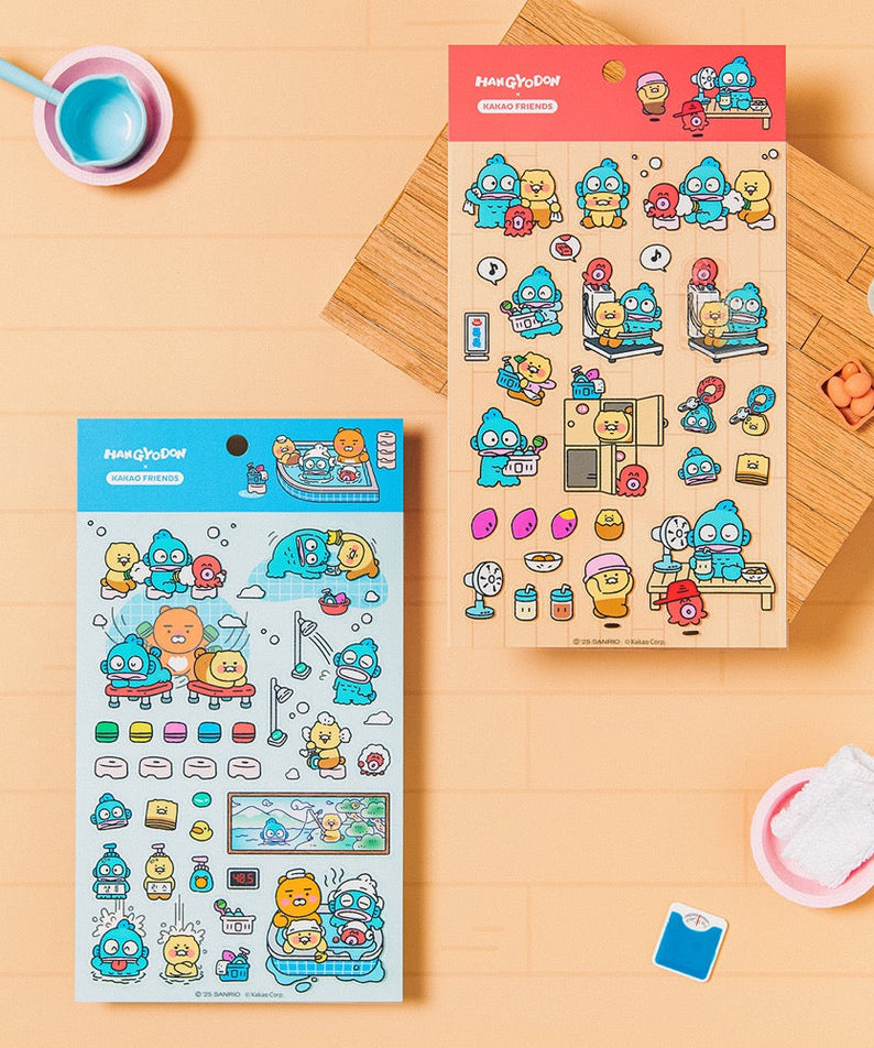 X Friends Clear Sticker Blue Ryan&Chunsik - Official Kakao Friends merchandise | Koolseoul