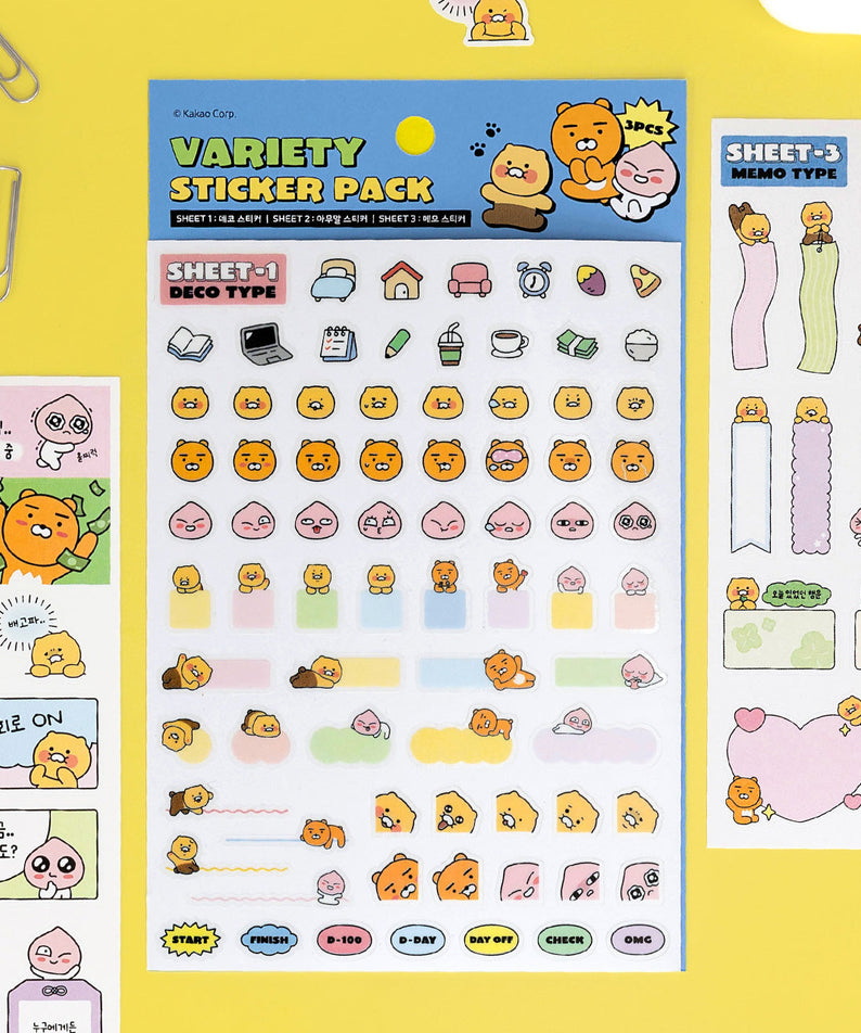 Sticker Set 3P - Authentic Kakao Friends from Korea | Koolseoul