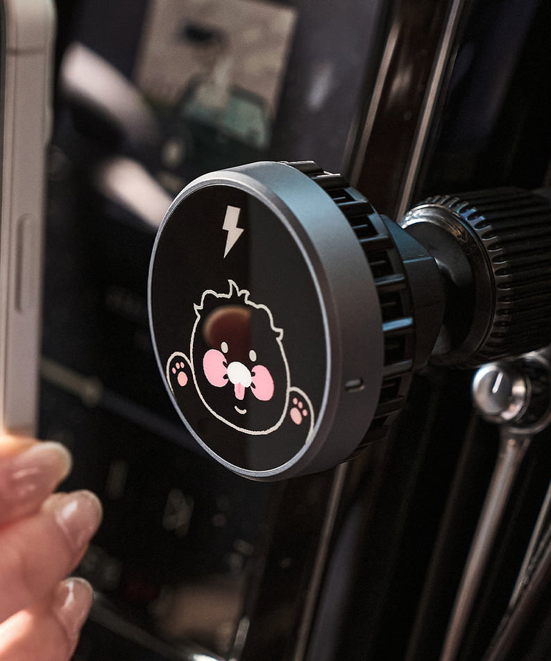 Black Qi2 Car Chargeur Chunsik - Korean kawaii Kakao Friends | Koolseoul
