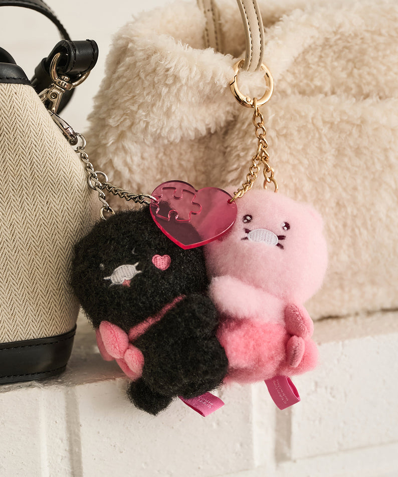 Black Magnet Keychain Plush Set Chunsik - Korean kawaii Kakao Friends | Koolseoul