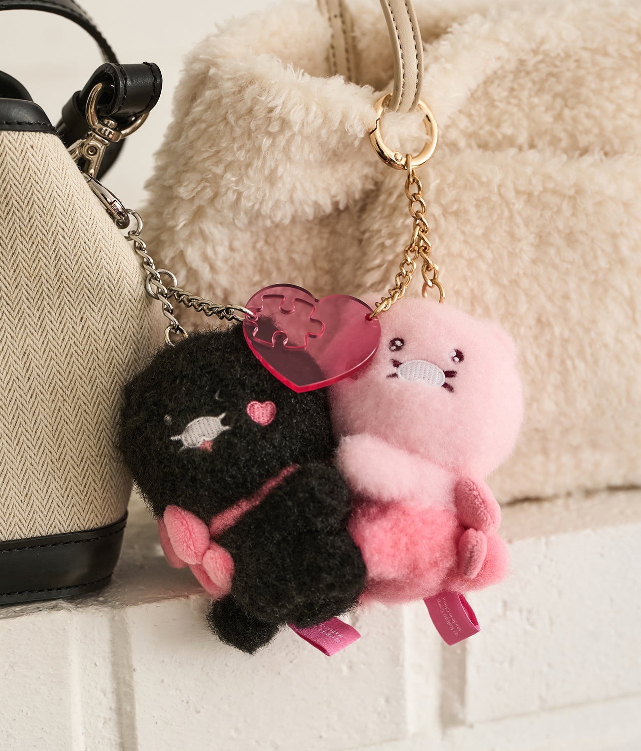 Black Magnet Keychain Plush Set Chunsik - Korean kawaii Kakao Friends | Koolseoul