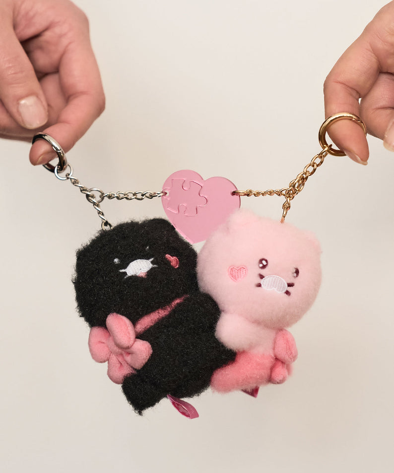 Black Magnet Keychain Plush Set Chunsik - Korean kawaii Kakao Friends | Koolseoul