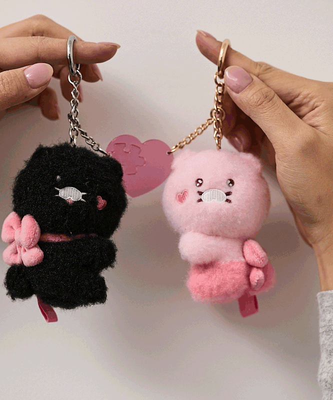 Black Magnet Keychain Plush Set Chunsik - Official Kakao Friends merchandise | Koolseoul