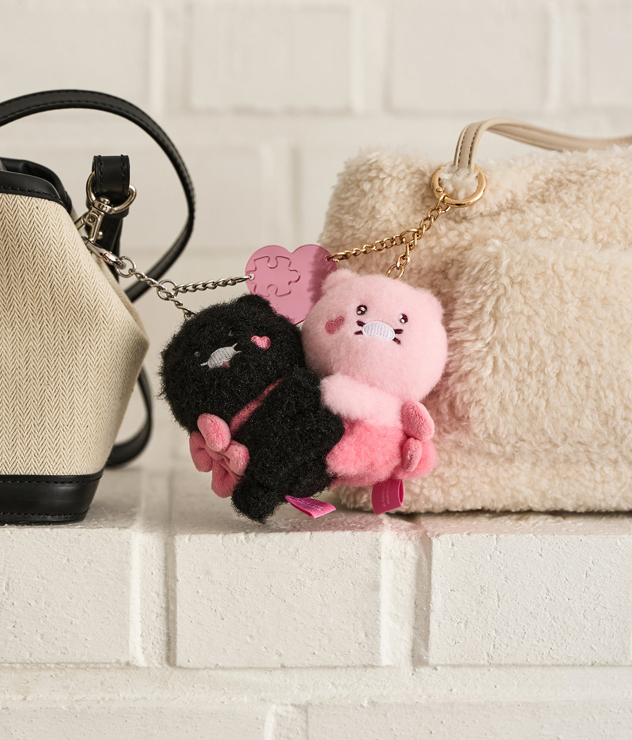 Black Magnet Keychain Plush Set Chunsik - Authentic Kakao Friends from Korea | Koolseoul