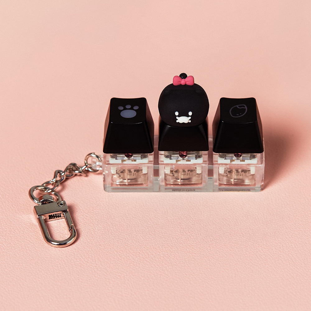 Black LEDCasquette Figurine Keychain Chunsik - Authentic Kakao Friends from Korea | Koolseoul