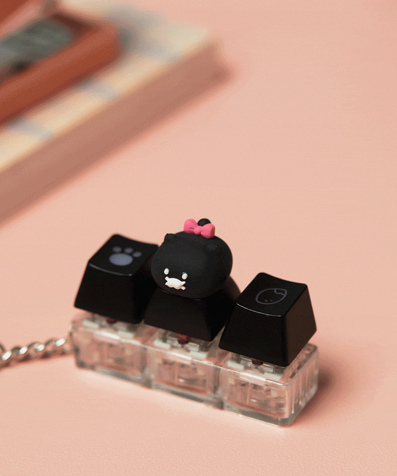 Black LEDCasquette Figurine Keychain Chunsik - Authentic Kakao Friends from Korea | Koolseoul