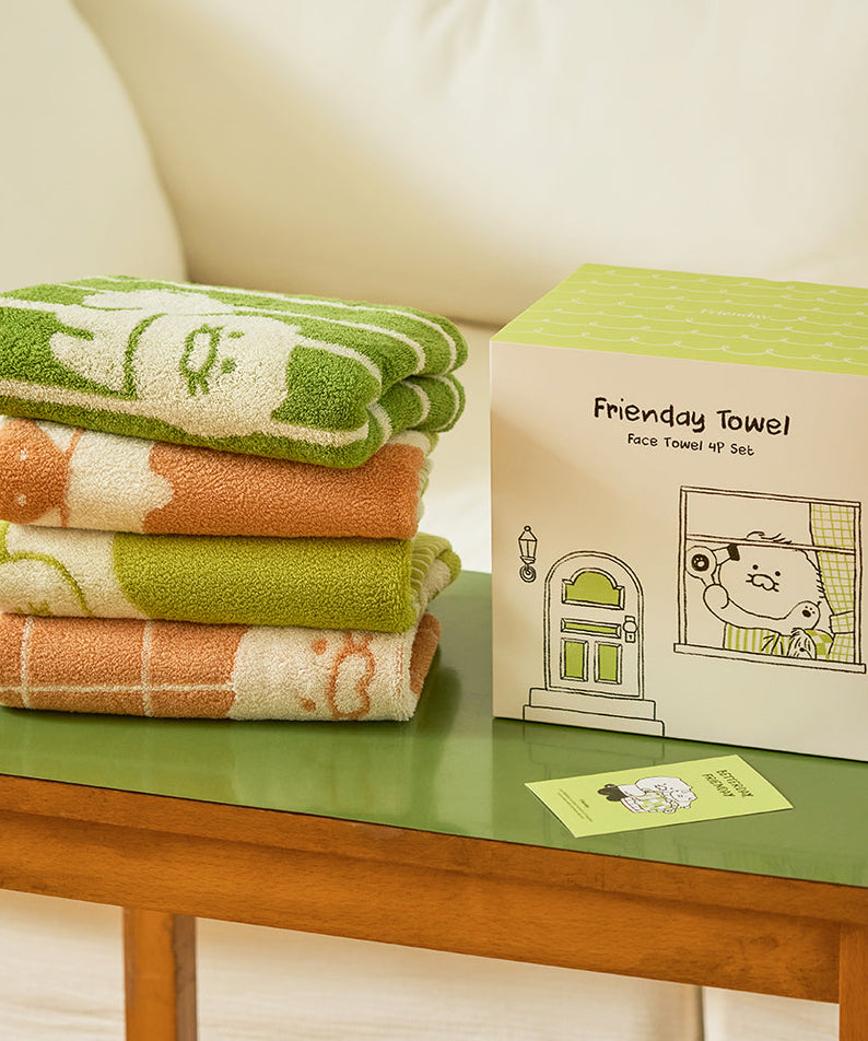 FRIENDAY 4P Set Green& Chunsik Serviette - Authentic Kakao Friends from Korea | Koolseoul