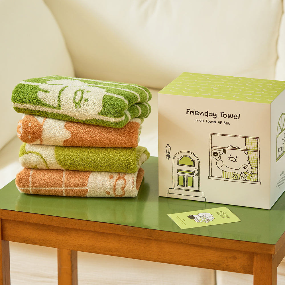 FRIENDAY 4P Set Green& Chunsik Serviette - Authentic Kakao Friends from Korea | Koolseoul