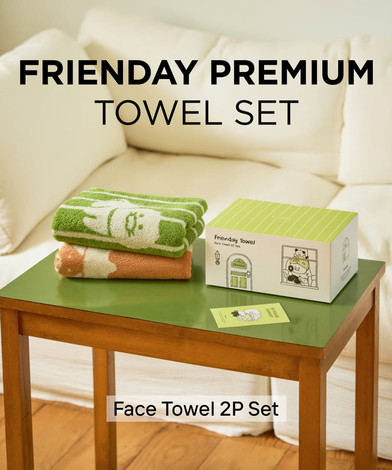 FRIENDAY 2P Set Green& Chunsik Serviette - Authentic Kakao Friends from Korea | Koolseoul