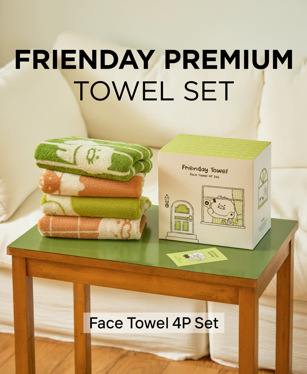 FRIENDAY 4P Set Green& Chunsik Serviette - Official Kakao Friends merchandise | Koolseoul