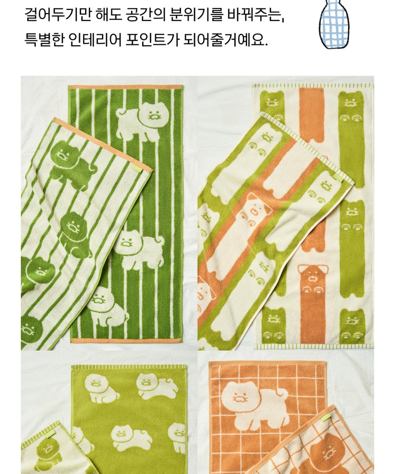 FRIENDAY 4P Set Green& Chunsik Serviette - Authentic Kakao Friends from Korea | Koolseoul