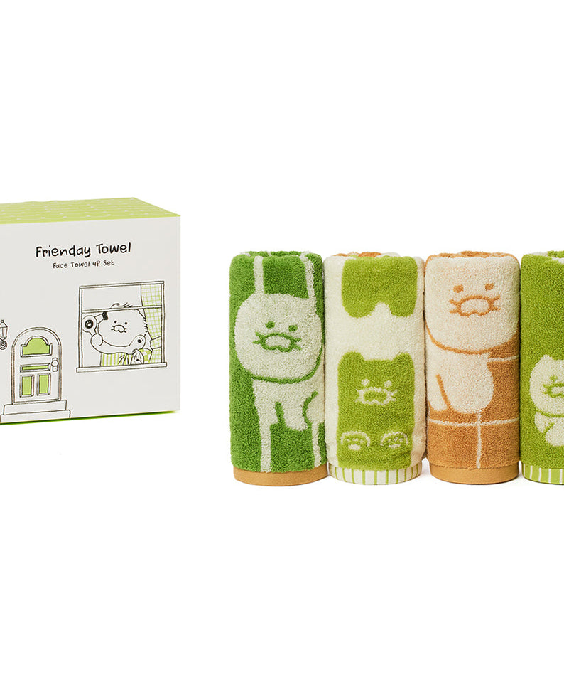 FRIENDAY 4P Set Green& Chunsik Serviette - Official Kakao Friends merchandise | Koolseoul
