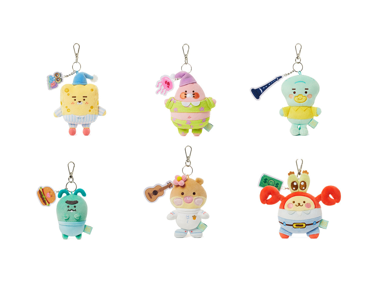 [Complete Set] SpongeBobXFriends Baby Keychain Plush 6 - Official Kakao Friends merchandise | Koolseoul