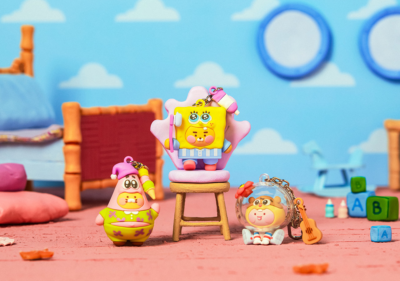 SpongeBobXFriends Baby Sandy Figurine Keychain Little Apeach - Korean kawaii Kakao Friends | Koolseoul