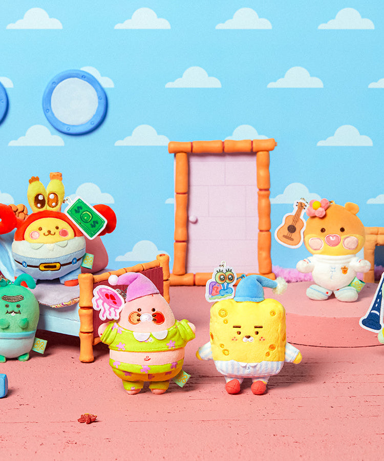 [Complete Set] SpongeBobXFriends Baby Keychain Plush 6 - Authentic Kakao Friends from Korea | Koolseoul
