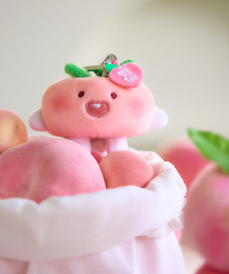 Peach Peach Keychain Plush Flat Little Apeach - Authentic Kakao Friends from Korea | Koolseoul