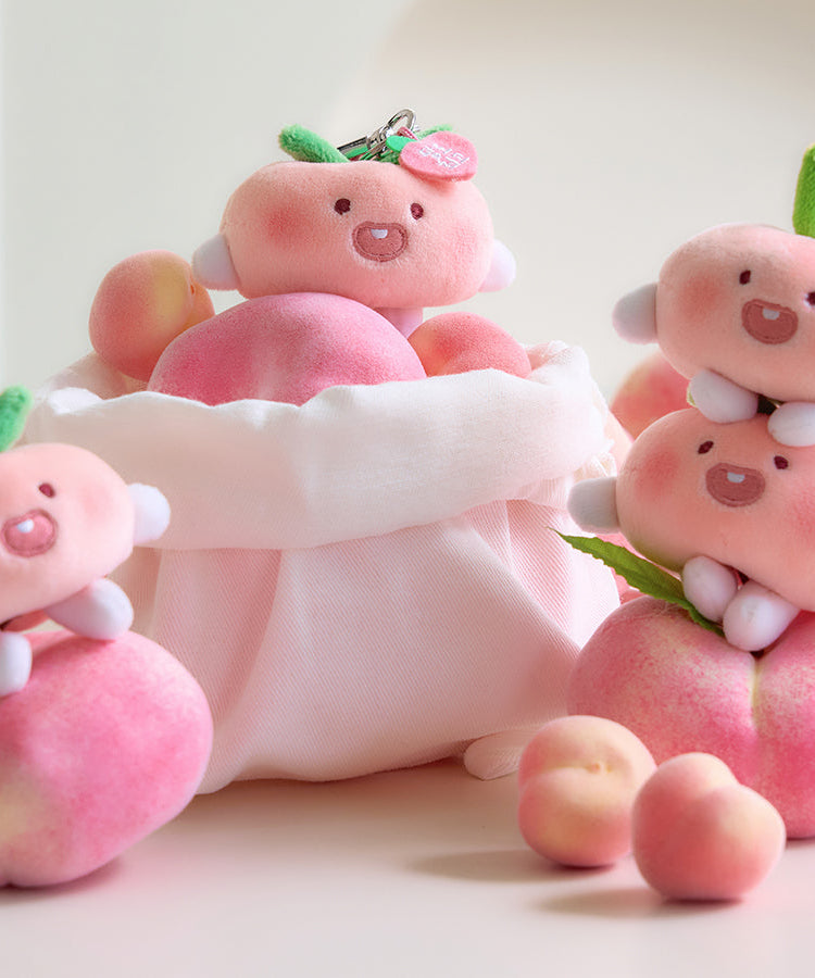 Peach Peach Keychain Plush Flat Little Apeach - Korean kawaii Kakao Friends | Koolseoul