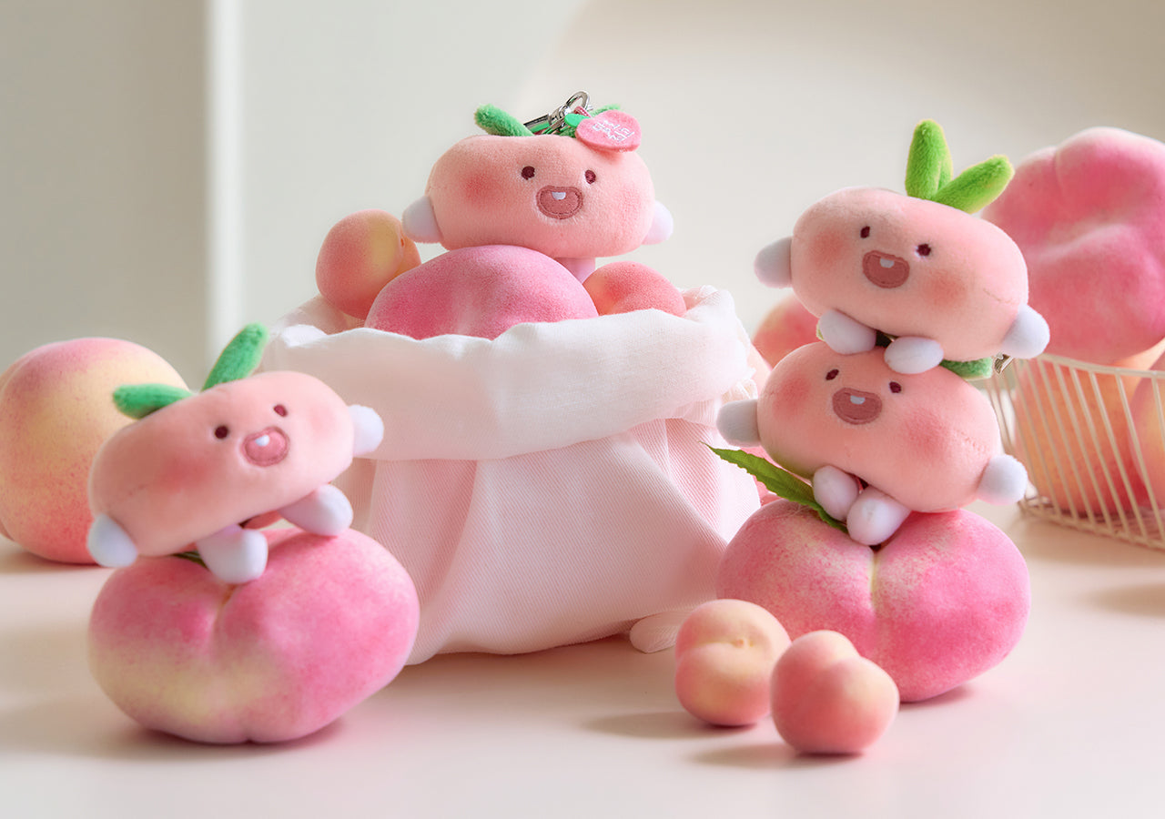 Peach Peach Keychain Plush Flat Little Apeach - Korean kawaii Kakao Friends | Koolseoul