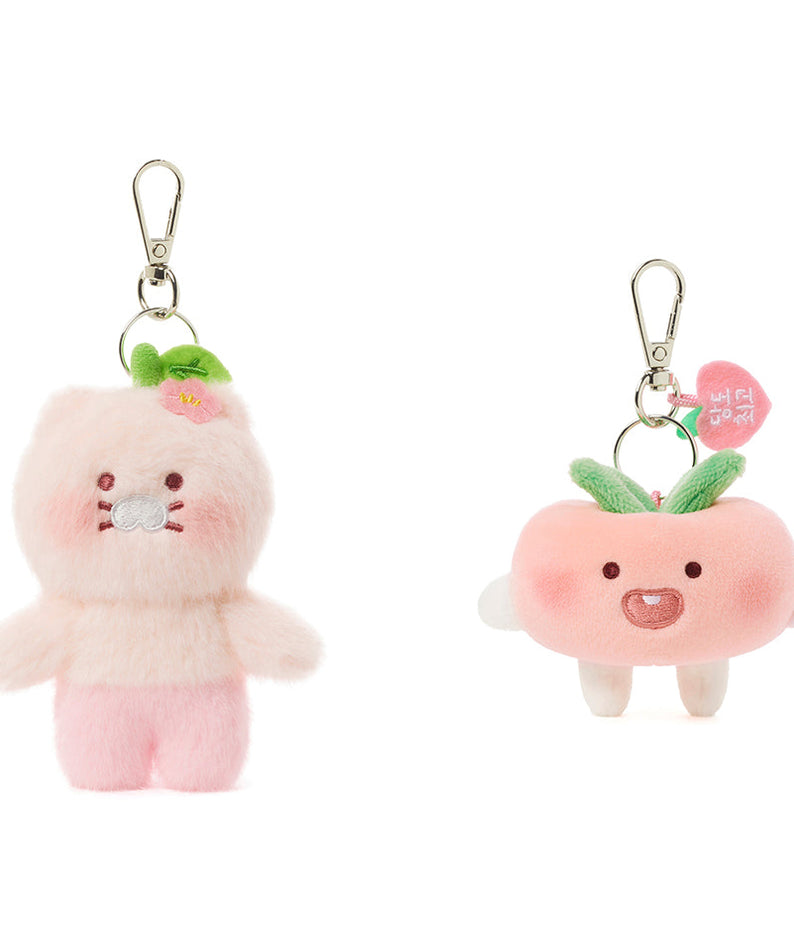 Peach Peach Keychain Plush Flat Little Apeach - Authentic Kakao Friends from Korea | Koolseoul