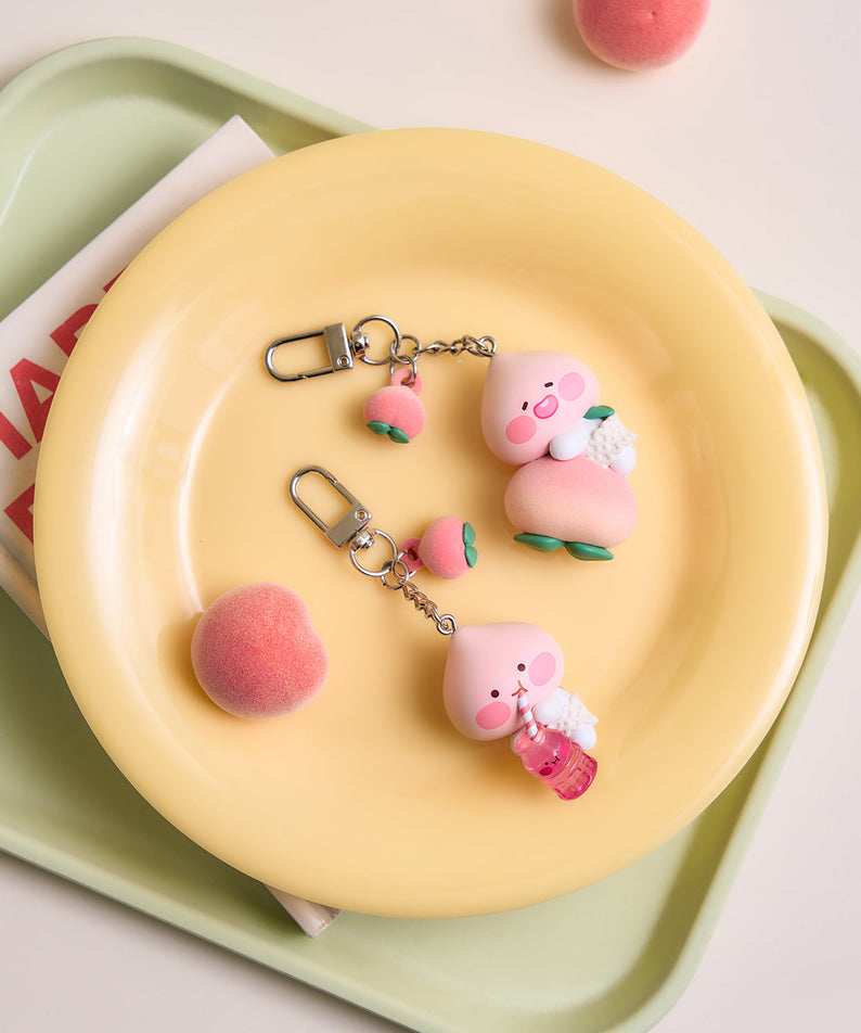 Peach Peach Figurine Keychain Little Apeach - Authentic Kakao Friends from Korea | Koolseoul