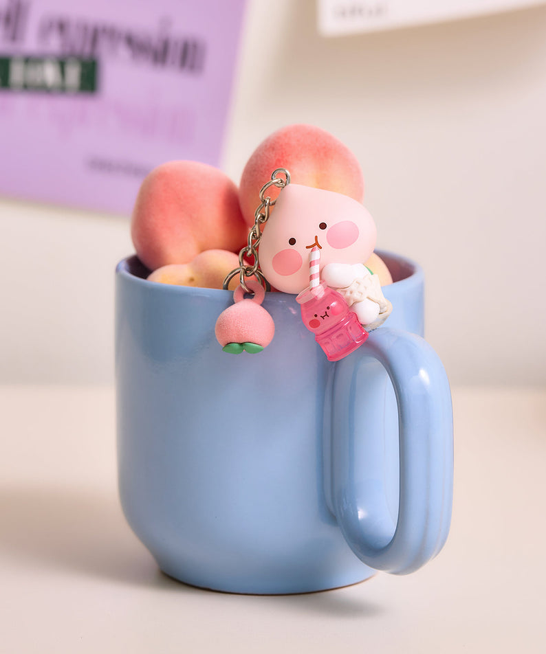Peach Peach Figurine Keychain Little Apeach - Authentic Kakao Friends from Korea | Koolseoul