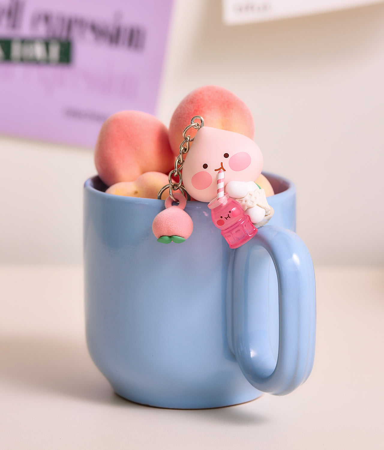 Peach Peach Figurine Keychain Little Apeach - Authentic Kakao Friends from Korea | Koolseoul