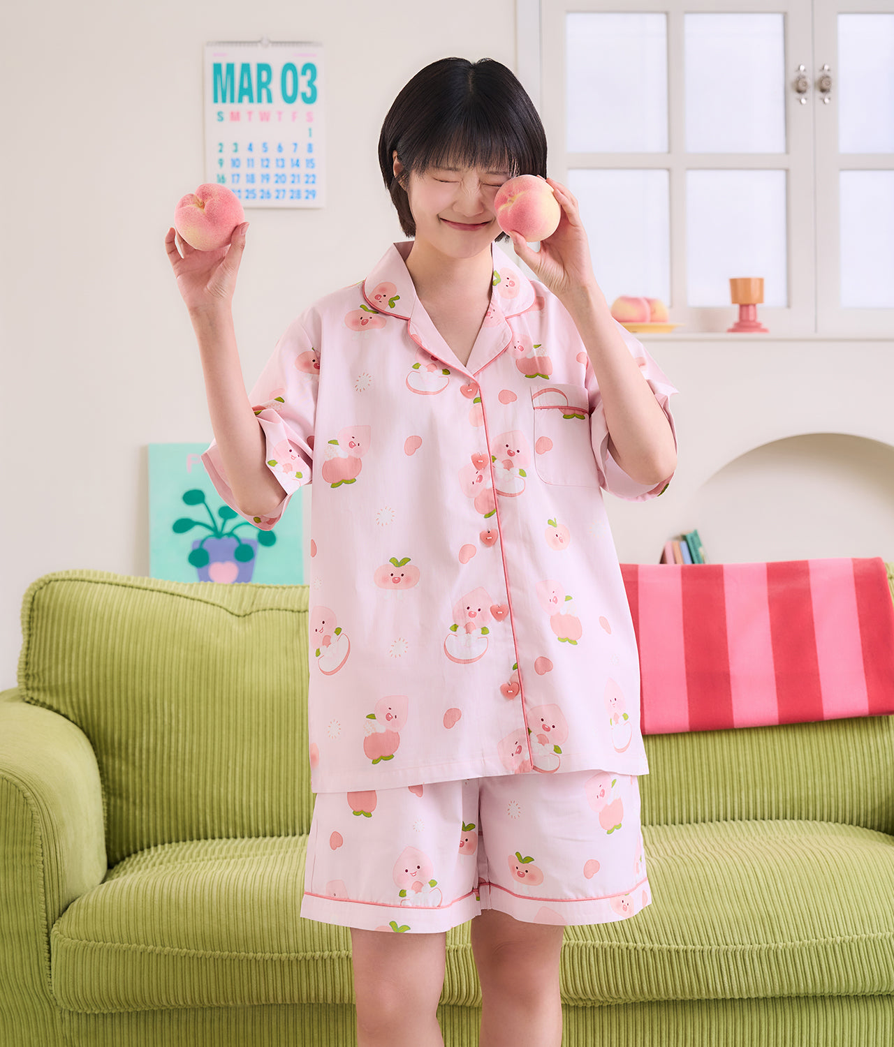 Peach Peach Lovely Women Pajamas Little Apeach - Korean kawaii Kakao Friends | Koolseoul