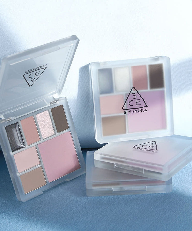 3CE Allround Multi Palette 9.6g with open and closed view on a blue backdrop