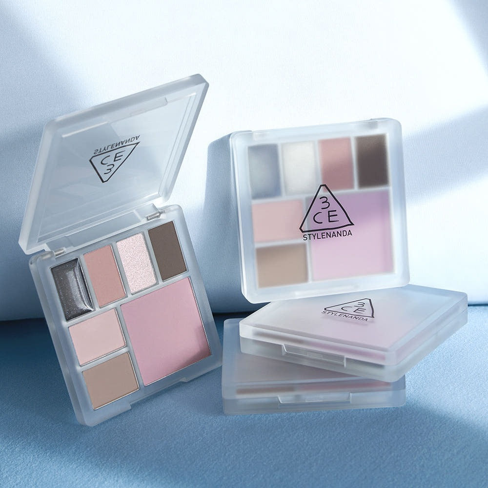 3CE Allround Multi Palette 9.6g with open and closed view on a blue backdrop