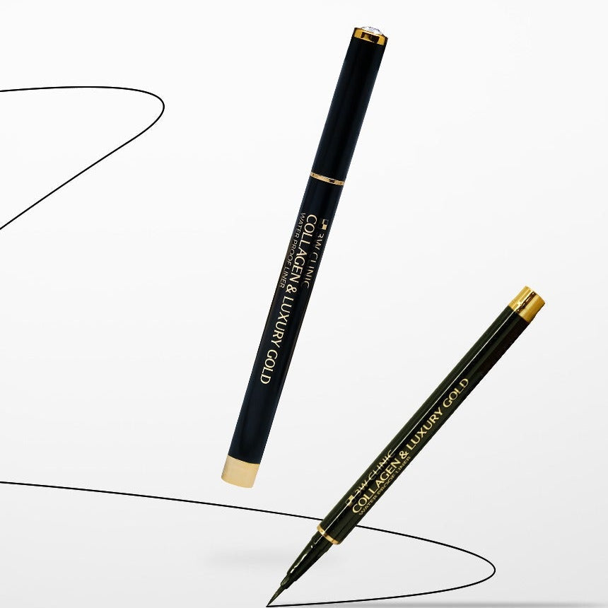 Image of 3W CLINIC Collagen & Luxury Gold Waterproof Liner 0.8g featuring its sleek design and golden accents.
