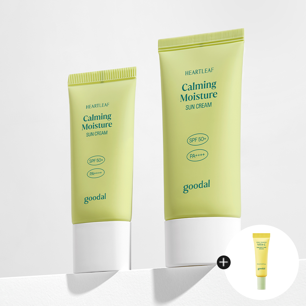 GOODAL Pure Houttuynia Soothing Moisture Sun Cream Set + Vitamin C Serum Gift