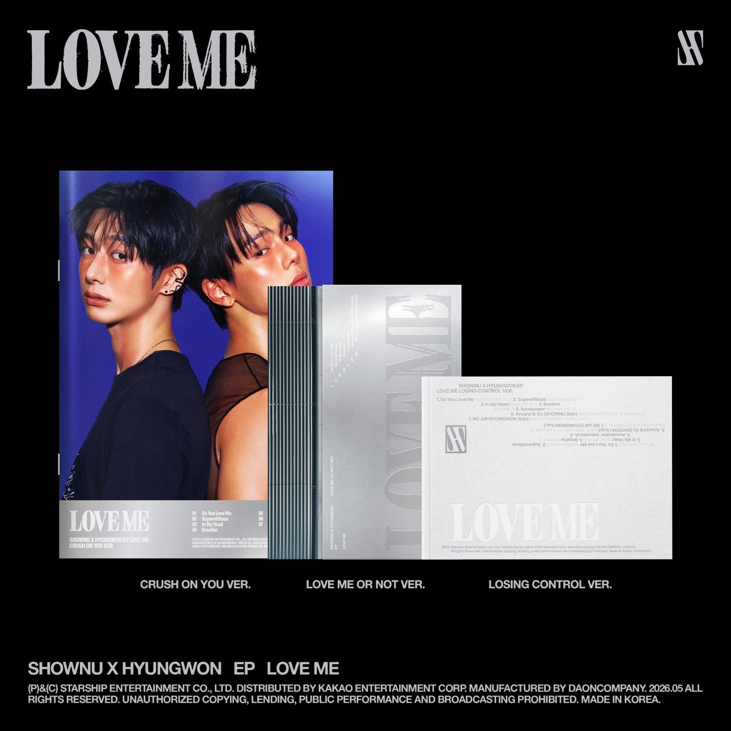 SHOWNU X HYUNGWON - EP [LOVE ME] (LOVE ME OR NOT VER. / LOSING CONTROL VER. /CRUSH ON YOU VER.) (Set of 3) - Kpop Album Koolseoul