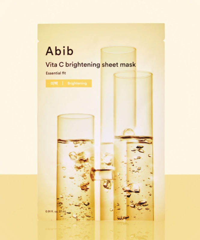 Abib Vita C brightening sheet mask Essential fit packaging with light background