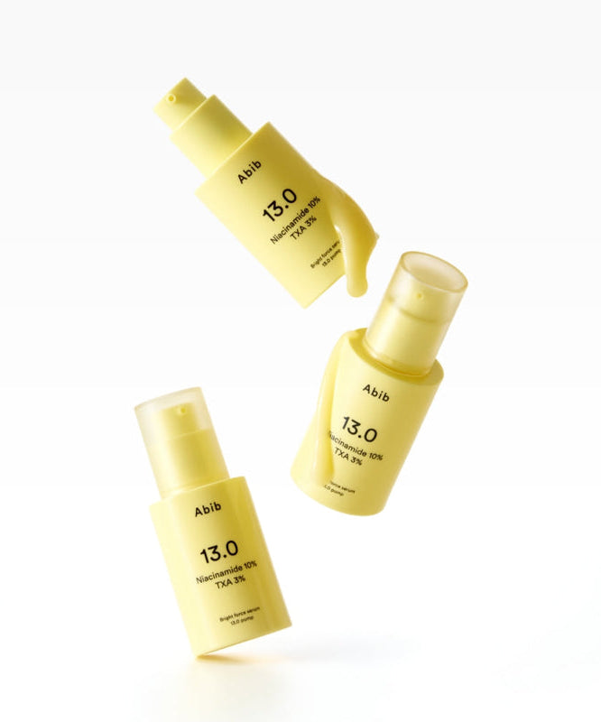 ABIB Bright Force Serum 13.0 Pump 30ml bottles floating against white background