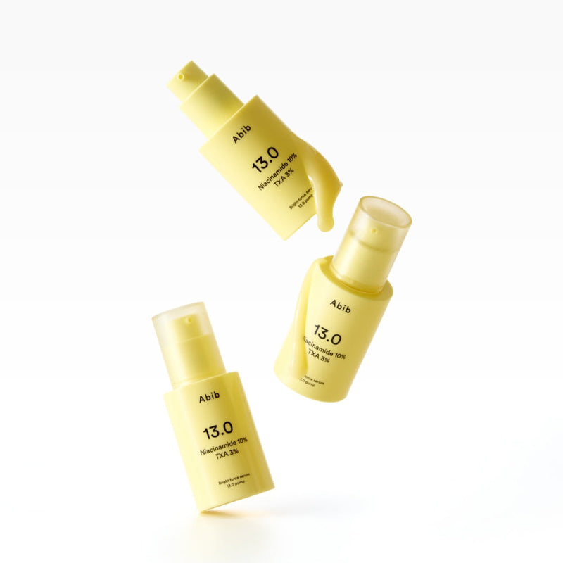 ABIB Bright Force Serum 13.0 Pump 30ml bottles floating against white background