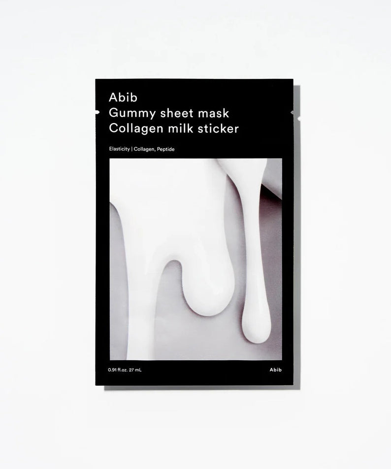 Image of ABIB Gummy Sheets Mask Collagen Milk Sticker 10 sheets packaging.