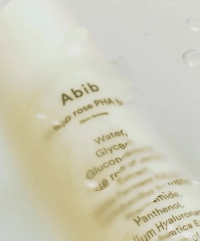 ABIB Jericho Rose PHA Toner Skin Booster 200ml bottle with water droplets