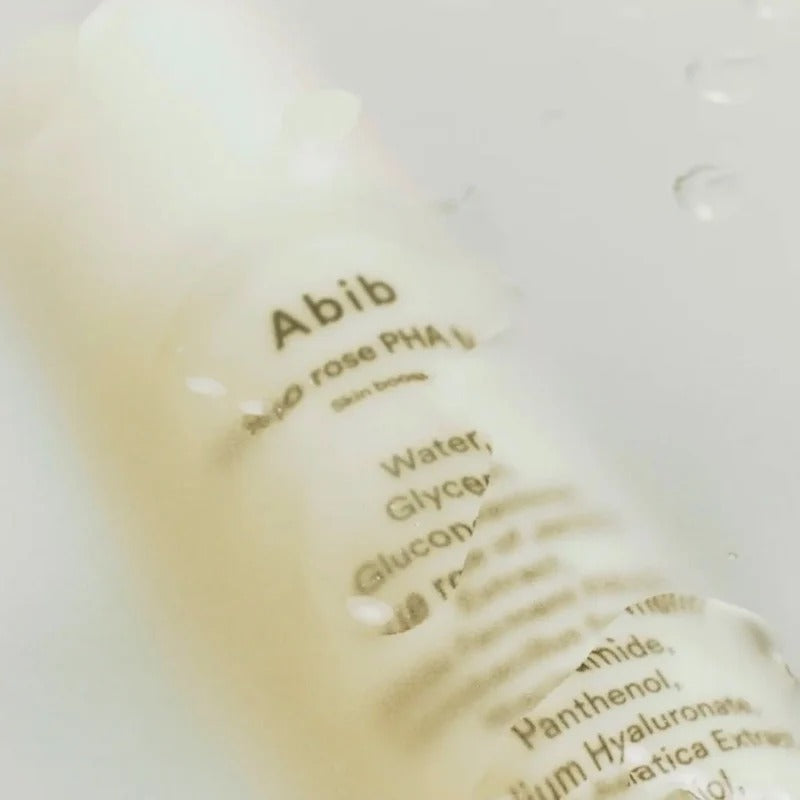 ABIB Jericho Rose PHA Toner Skin Booster 200ml bottle with water droplets