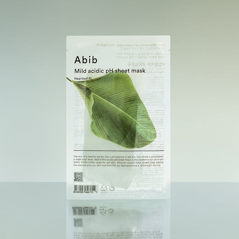 ABIB Mild Acidic pH Sheet Mask 30ml packaging with leaf design.