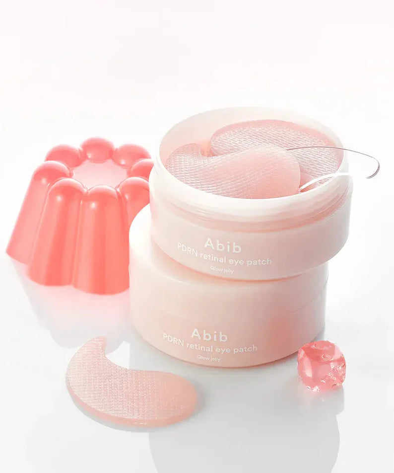 ABIB PDRN Retinol Eye Patch Glow jelly 30 Pairs displayed with pink jelly mold on a white background