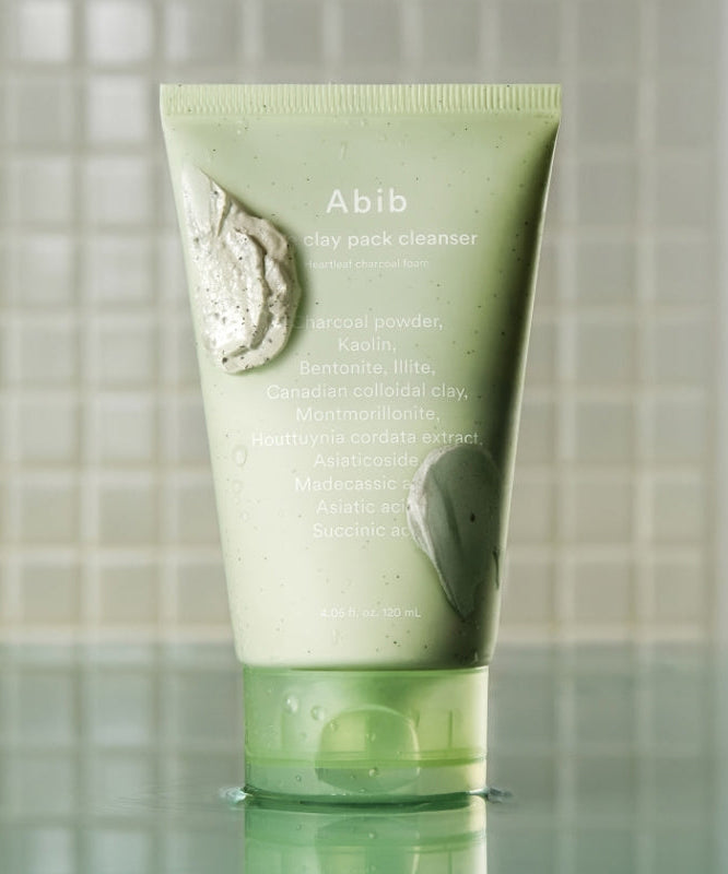ABIB Pore Clay Pack Cleanser 120ml in green tube with natural clay ingredients.
