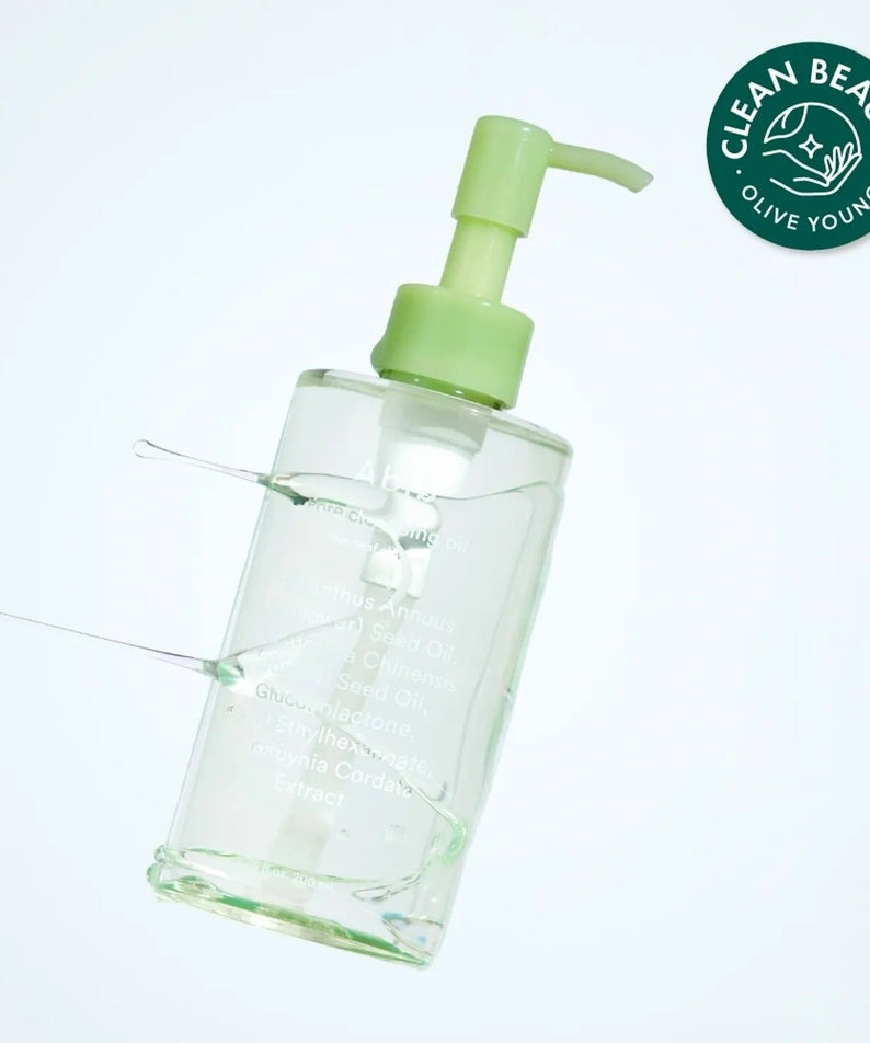 ABIB Pore Cleansing Oil Heartleaf Oil-Wash 200ml, transparent bottle with green pump, Clean Beauty certified