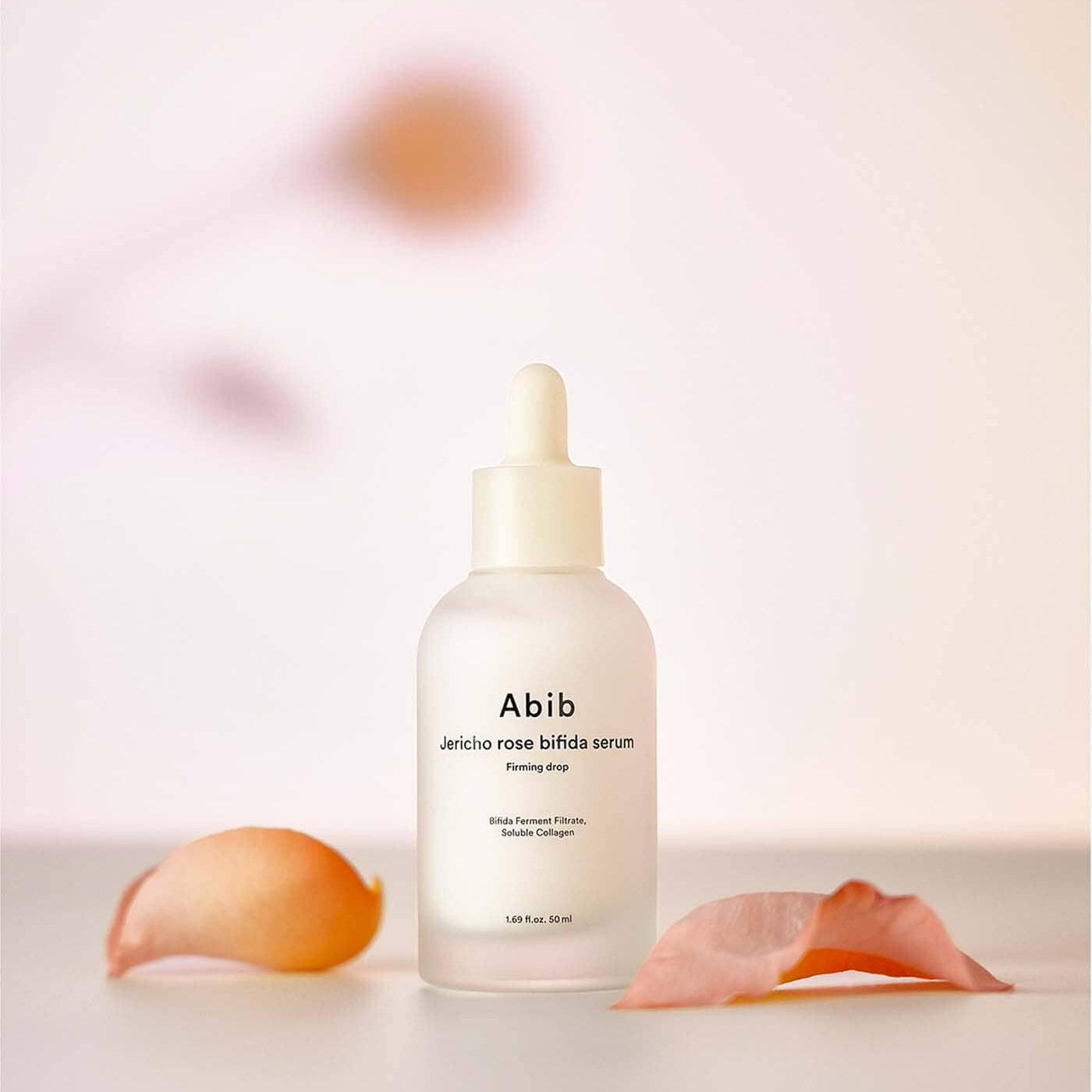 ABIB Resurrection Bifida Serum Firming Drops 50ml product image with petals in background