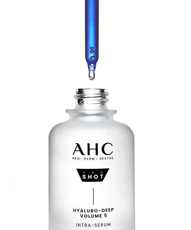 AHC Pro Shot Hyaluro Deep Volume 5 Intra Serum 40ml dropper bottle on white background
