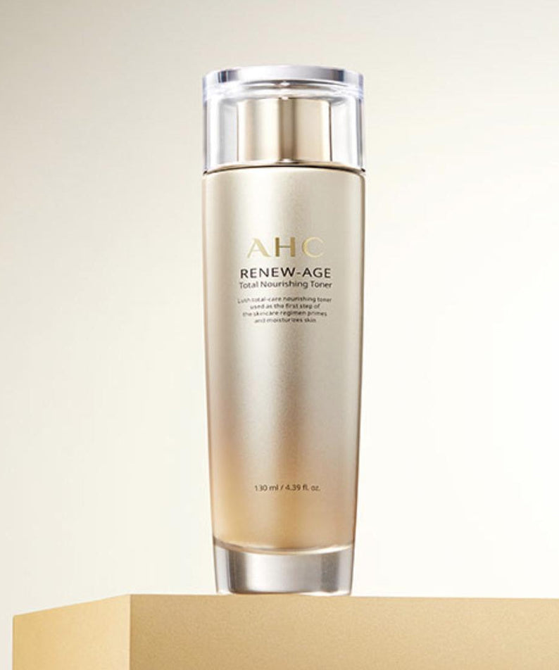 AHC Renew Age Total Nourishing Toner 130ml bottle on display